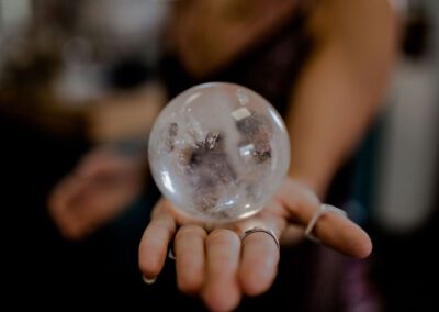 Crystal sphere in palm